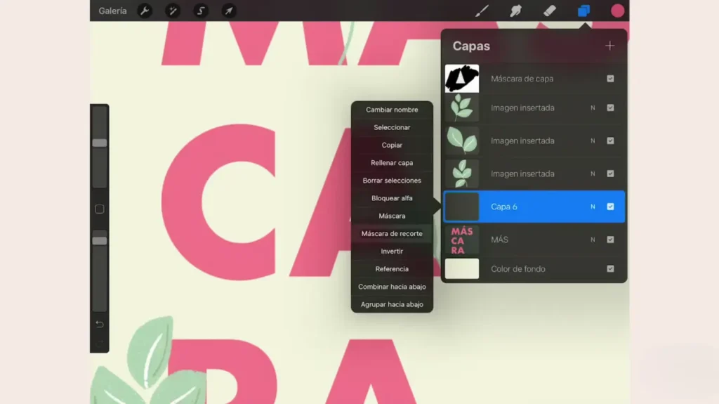 La máscara de recorte es una máscara Procreate